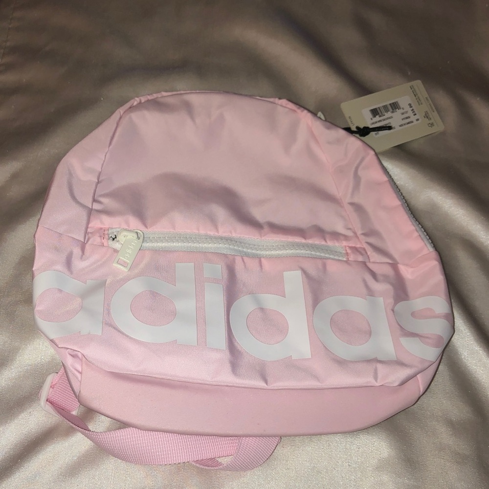 Adidas Linear Mini Backpack Clear Pink & White With Logo Accent OS NWT